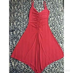 Red cinched dress